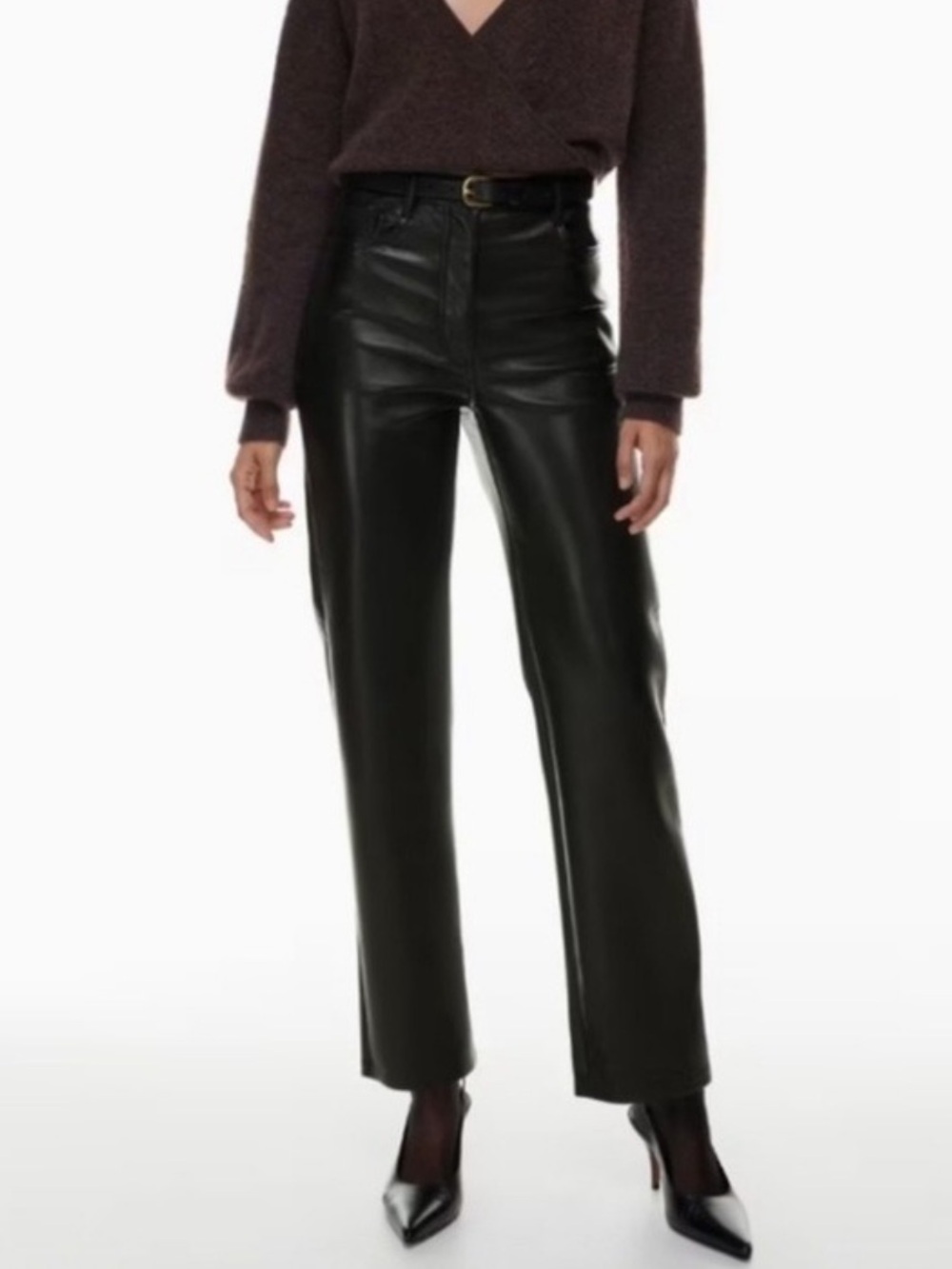 Aritzia Wilfred Melina Vegan Leather Pants Womens 0 Black High Rise